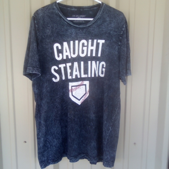 Men's Caught Stealing Baseball T Shirt Size XL Unisex - Picture 2 of 3